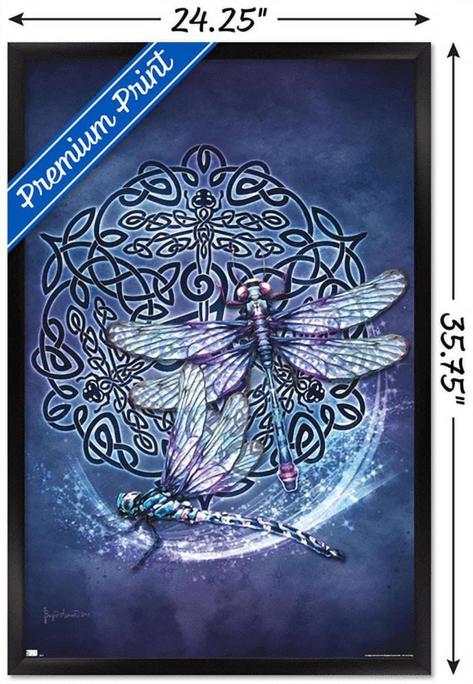 Brigid Ashwood - Celtic Dragonfly Wall Poster, 22.375" x 34", Framed