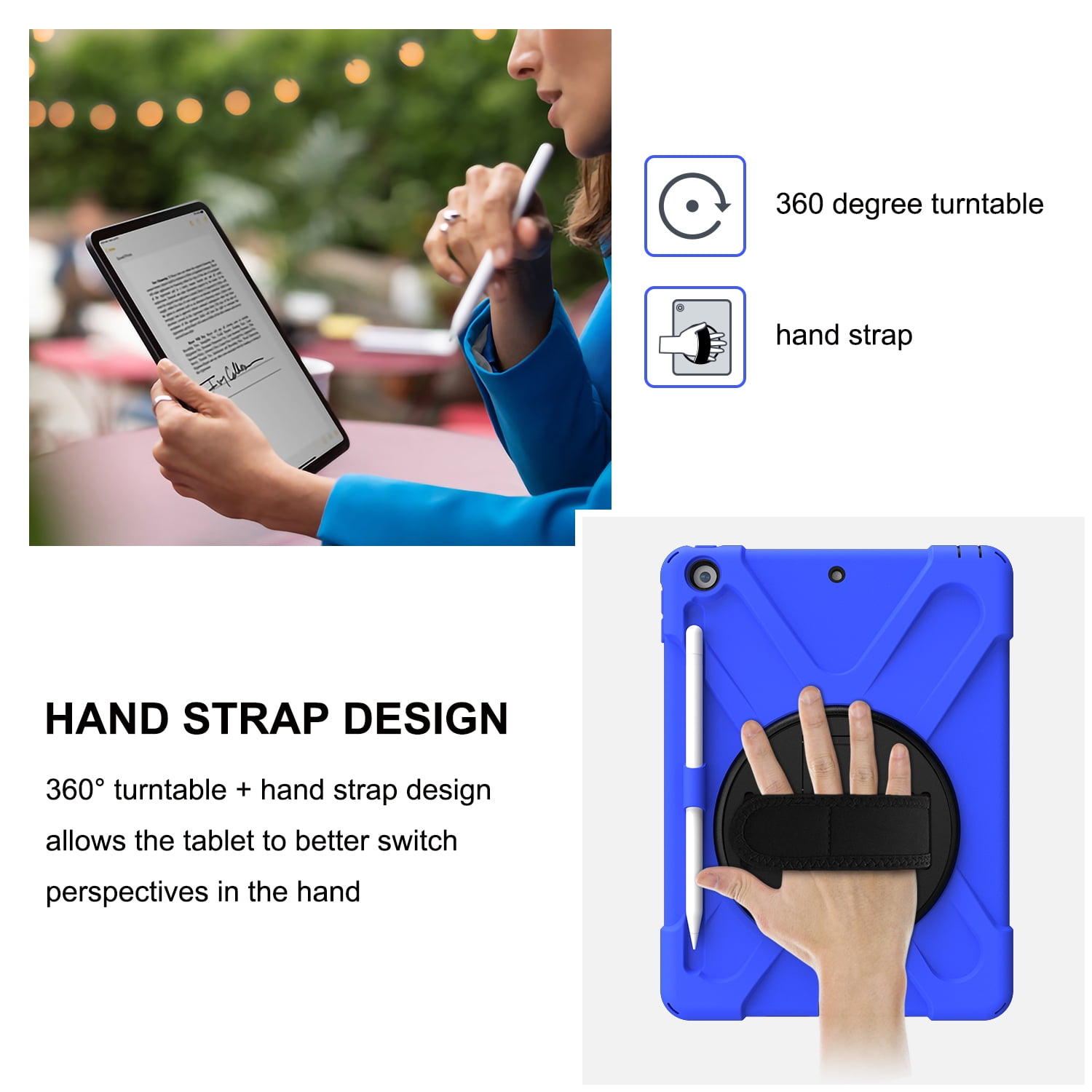 KIQ iPad 8th 7th Generation Case 10.2 inch 2019/2020, Shockproof Rugged Military Grade Case for Apple iPad 10.2 7th/8th Gen [Blue]
