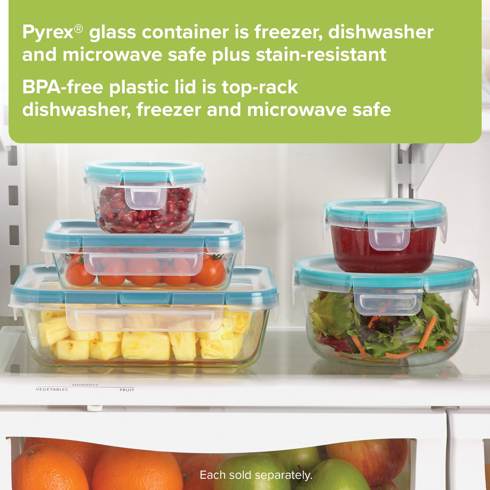 Pyrex Simply Store Glass Food Storage Container, Snug Fit Non-Toxic Plastic  BPA-Free Lids, Freezer Dishwasher Microwave Safe, 3 Cup