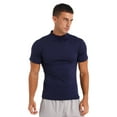 thumbnail image 6 of Miutii Men's Basic Shirt Tops Short Sleeve Mock Neck T-shirts Thermal Underwear Pullovers Undershirt Blue XL, 6 of 8