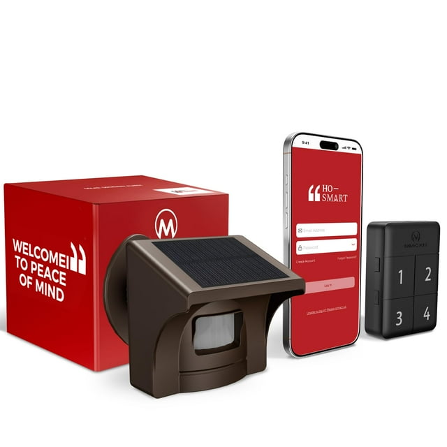 eMACROS Pro 4 Alarme Solaire pour Allée avec Application, Portée Sans Fil de 1/2 Mile, Alertes Déclenchées par Mouvement pour Longues Allées, Fonctionne avec