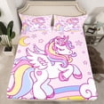 thumbnail image 2 of Homewish Kids Children Kawaii Unicorn Full Size Sheets 4-Piece,Cartoon Animal Breathable Bed Sheets,Cute Rainbow Lightweight Sheet Sets,Super Cozy Room Decor, 2 of 7