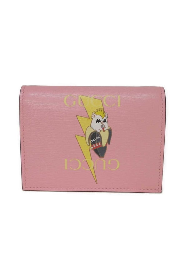 Pre-Owned Gucci Bananya Compact Bifold Wallet with Banana, Lightning Bolt, and Inazuma Pastel...