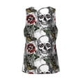 thumbnail image 5 of Xecao Skulls Roses Men's Tank Top Workout Quick Dry Sleeveless Gym Jogging Muscle Shirts Summer Swim Beach Tops, 5 of 9