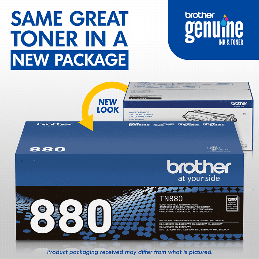 Brother Genuine Super High Yield Toner Cartridge, TN880, Replacement Black Toner, Page Yield Up To 12,000 Pages