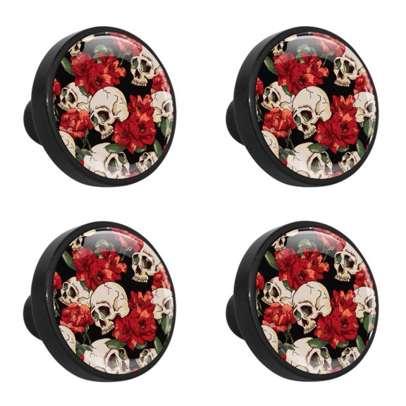 4 Pcs Skull Knobs for Kitchen Cabinet Cupboard Dresser Bookcase Drawer Pulls Handles Round Home Decor