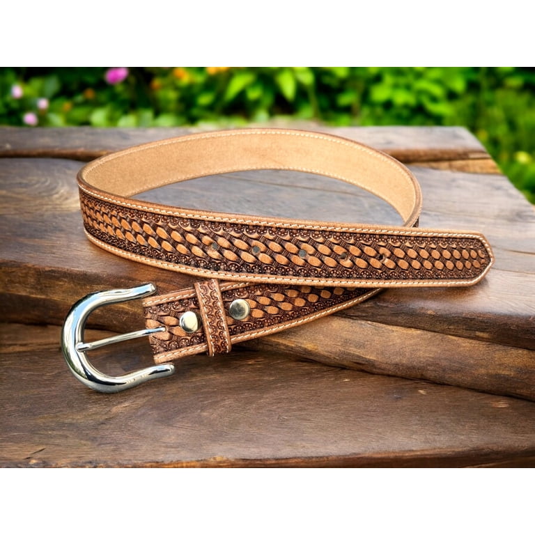 Western Leather Belt for Men Cowboy Handmade Belt with  display picture 2