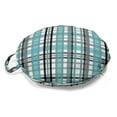 thumbnail image 1 of Stripes Round Floor Cushion with Handle, Tartan Inspired Pattern Checkered Design Classic Composition Overlapping Shapes, Decorative Pillow for Living Room & Dorms, 18" Round, Multicolor, by Ambesonne, 1 of 4