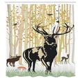 thumbnail image 3 of Ambesonne Deer Shower Curtain, Autumn Forest Wild Animal, 69"Wx75"L, Green Orange, 3 of 5