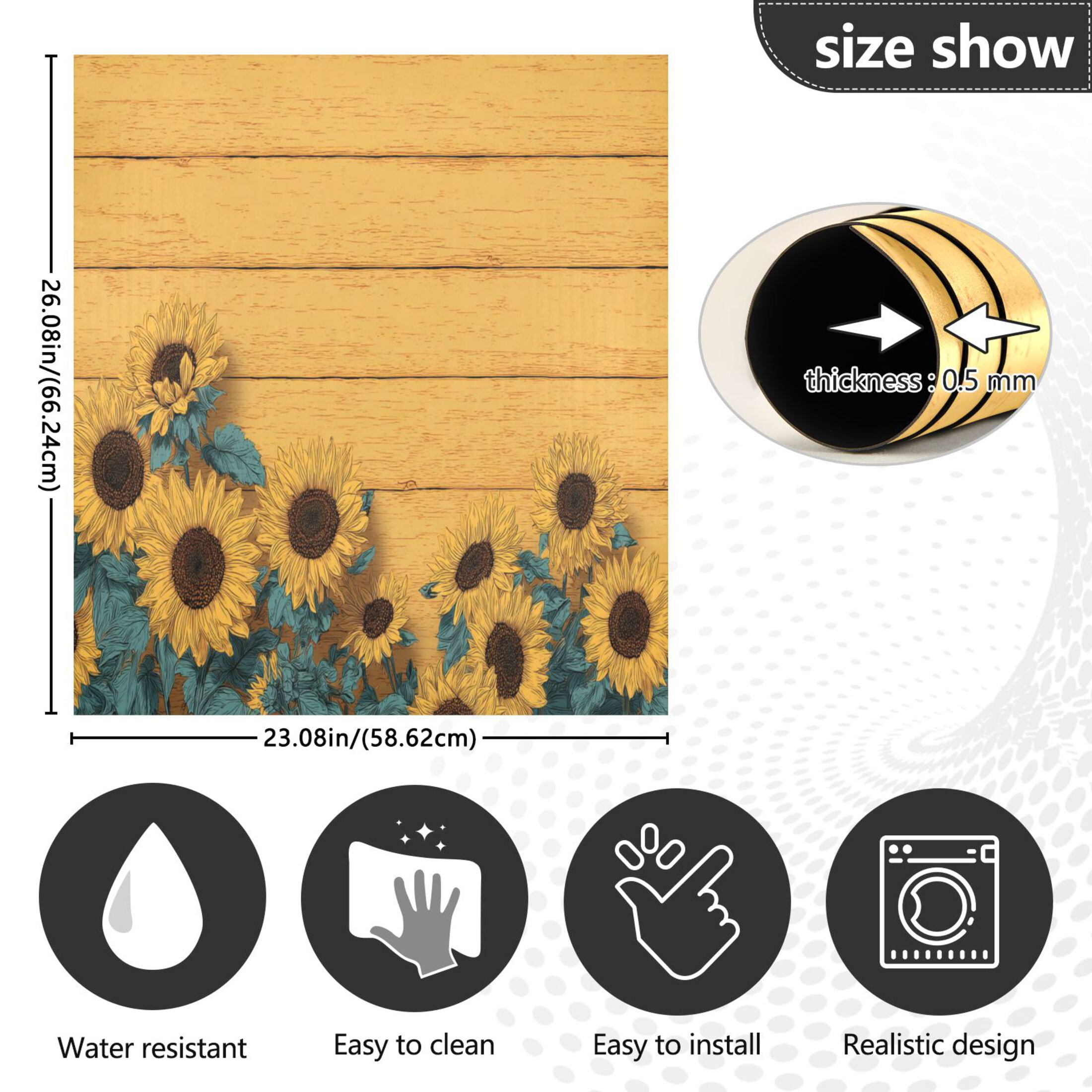 Dishwasher Magnetic Refrigerator Magnet Cover Sticker Home Decorative 23"x26" Bright Colors Sunflowers