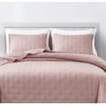 thumbnail image 2 of Chezmoi Collection Milo 3-Piece Soft Cooling Bamboo Fiber Cross-Stitch Quilted Coverlet Set (King, Woodrose), 2 of 9