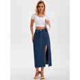 thumbnail image 3 of DARING DIVA Women's Long Denim Spring Slit Midi Jean Skirts XX-Large Dark Blue, 3 of 7