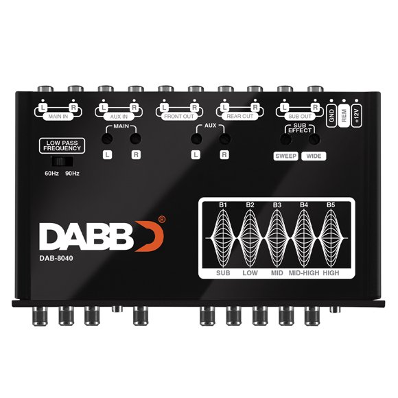 Ecualizador con Epicentro de 5 Bandas DAB-8040 Preamplificador de Ganancia Activa Negro