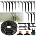 thumbnail image 2 of Drip Irrigation Kit DIY Leak-Proof 65.6ft Watering Hose with Two-Way Connector and Three-Way Connector Four-Outlet Misting Nozzle Stakes and Switch for Home Courtyard Backyard, 2 of 10