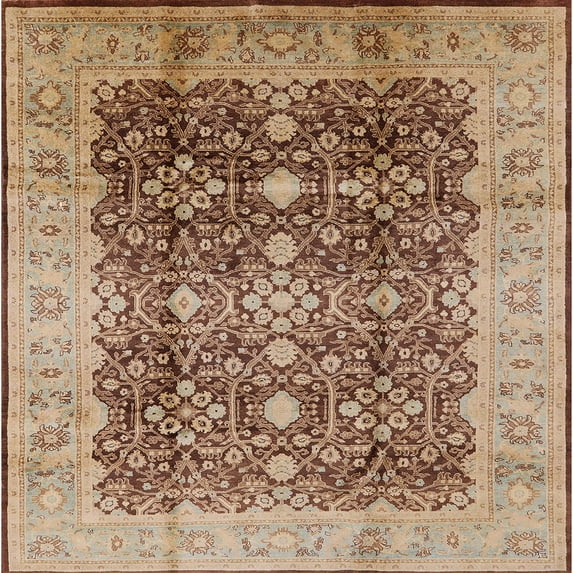 Ahgly Company Indoor Square Mid-Century Modern Sienna Brown Oriental Area Rugs, 4' Square