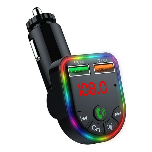 Colorful Ambiance Lights 5.3 Car Bluetooth Receiver Charger, Lossless Sound Quality FM Transmitter Card, Car MP3 Bluetooth Player