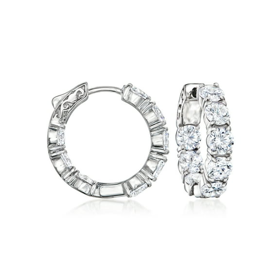 Ross-Simons 7.00 ct. t.w. CZ Inside-Outside Hoop Earrings in Sterling Silver, Women's, Adult