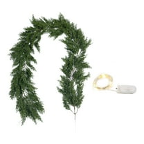Tarmeek 6.2 Ft Christmas Norfolk Pine Garland with LED Lights String, Realistic Touch Garland Ornaments, Artificial Pines Greenery Garland for Christmas Table Fireplace Wall Home Decoration