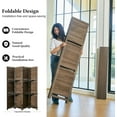 thumbnail image 3 of Partition Room Dividers, 67 * 51inch Folding Wood Privacy Screen with Three Display Shelves Suitable for Home Office, Study, Art Display - 4 Panel (Brown), 3 of 15