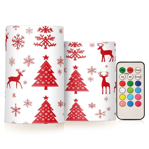 BZSMCE Flameless Candles LED Lights Red Christmas Pattern Creativity Battery Candles