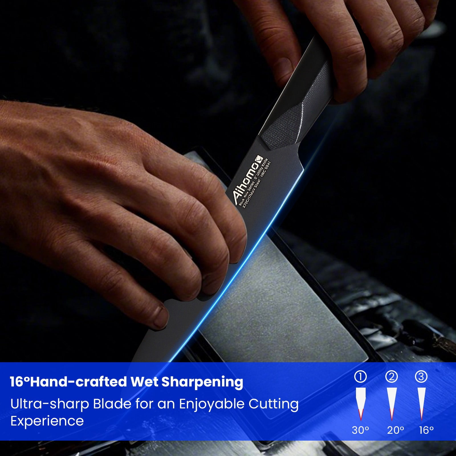 Aihomo Razor Sharp Kitchen Utility Knife, 6 inch Fruit Knife Full Tang Blade, Carbon Steel Kitchen Knives, Ideal for Slicing Fruits, Vegetables
