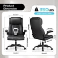 thumbnail image 3 of COOLHUT Big and Tall Office Chair 350LBS, Comfy Heavy Duty Executive Desk Chair with Adjustable Lumbar Support, Higth Back Computer Home Office Chair with Padded Flip -up Arms, Black, 3 of 10