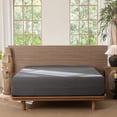 thumbnail image 4 of MooMee 100% Washed Cotton Queen Fitted Sheet Only Linen Like Textured Extra-Deep Pocket Breathable Soft 1-Piece(Dark Grey, 60"x80"), 4 of 6