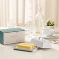 thumbnail image 2 of Kook Ceramic Extra Large Butter Dish with Lid, Embossed, White, 2 of 5