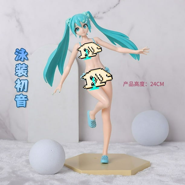 2022 nuevo Anime Hatsune Miku lindo Kawaii Orejas de conejo Miku traje de baño figura de PVC cantante Virtual figura de acción juguete de modelos coleccionableszhangyuxiang