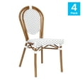 thumbnail image 4 of Flash Furniture 4 Pack Indoor/Outdoor Commercial Thonet Bistro Stacking Chair, White and Gray PE Rattan and Bamboo Print Aluminum Frame in Natural, 4 of 16