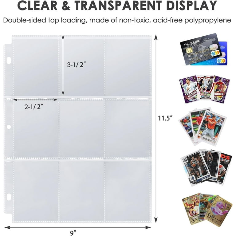 large trading card binder Rieton 16 Pocket 1024 Card Binder, Large Ringless Side Loading Pockets Trading Card Album Folder for TCG