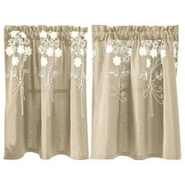 AUQ Embroidered Window Kitchen Tier Set Rod Pocket Short Curtain for Bathroom Kitchen Cafe Curtains,Blackout Curtains Set of 2 Panels,29