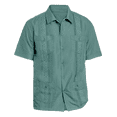 thumbnail image 2 of Victory Outfitters Men's Short Sleeve Button Up Guayabera Shirt - Oil Blue - 3XL, 2 of 2