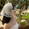 thumbnail image 6 of Women Summer Scarf - Retro Lace Pattern Splicing Hairband - Embroidery Sunscreen Triangle Scarf Lace Wrap, 6 of 7