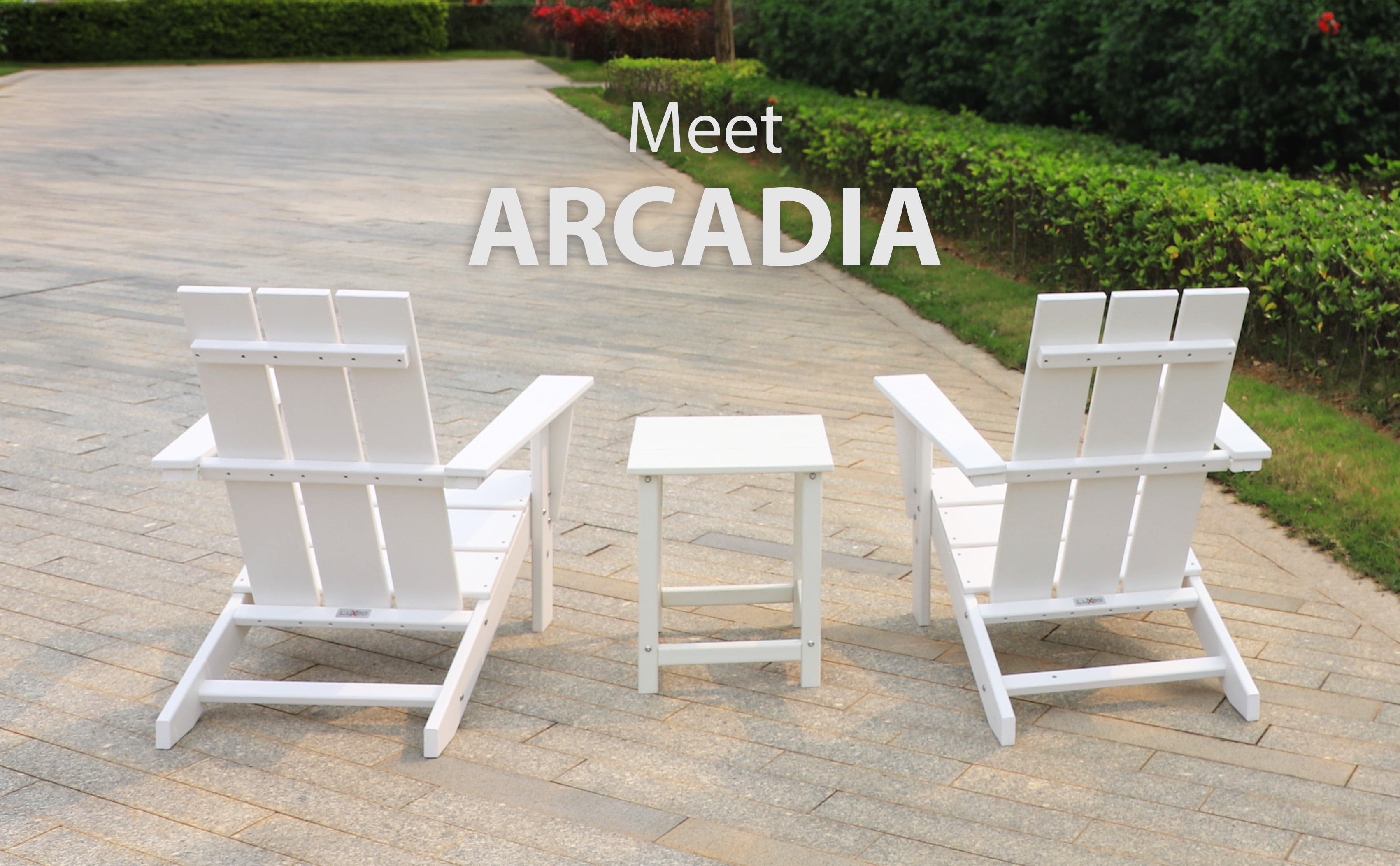 LuXeo Arcadia White HDPE Outdoor Adirondack Chair ( Single)