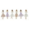 Delton 7" Lace Dress Ballerina Ornament, 6 Assorted, Brown