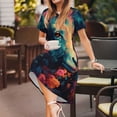 thumbnail image 3 of Easygdp Colorful Flower Goat para Vestido Transpirable de Mujer, Vestido Suelto de Manga Corta con Pliegues y Bolsillos para el Verano, 3 of 6