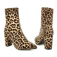 thumbnail image 3 of Herrnalise Women's Fashion Leopard Print Pullover Boots Socks Boots Ankle Boots Deals, 3 of 9