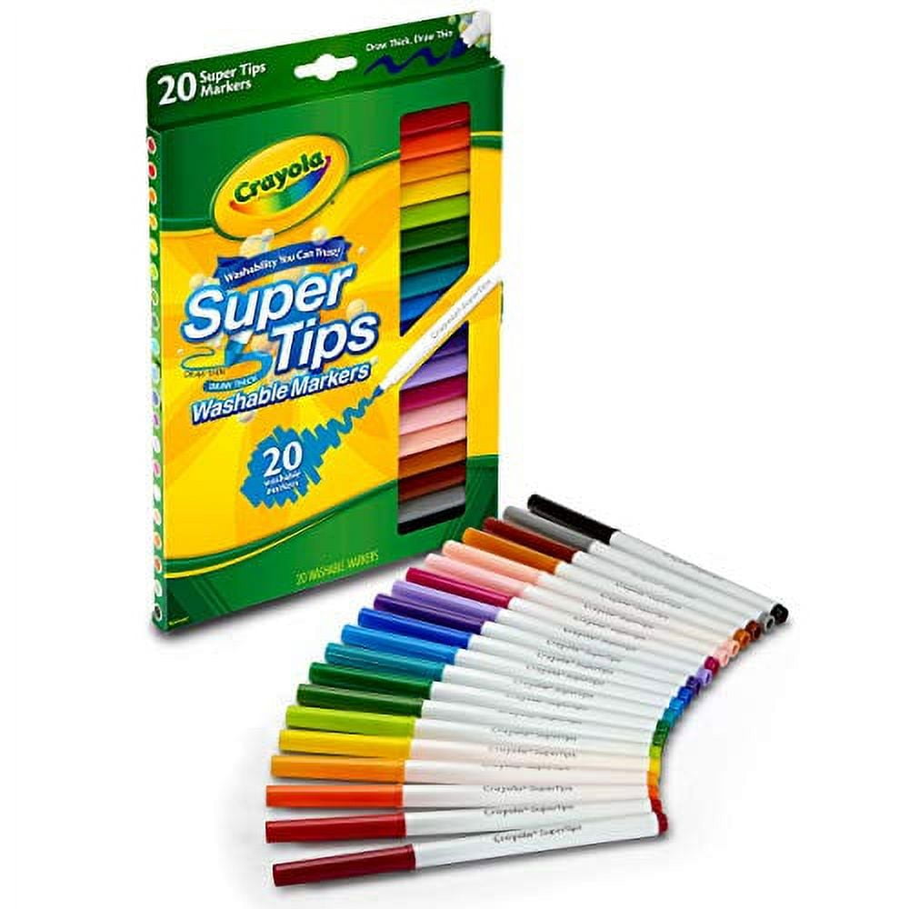 Crayola Super Tips Washable Markers, Fine/broad Bullet Tips, Assorted Colors, 20/set | Bundle of 5 Crayola Super Tips Washable Markers, Fine/broad Bullet Tips, Assorted Colors, 20/set | Bundle of 5