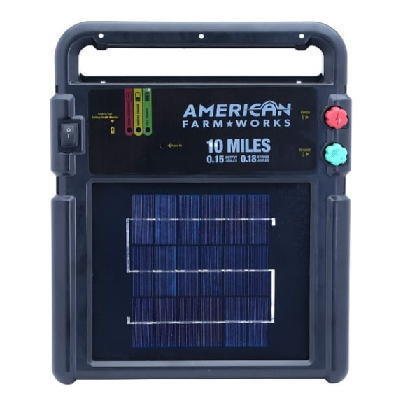 American FarmWorks ESP10MN2-AFW 10-Mile Solar-Powered Electric Fence Energizer