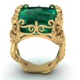 thumbnail image 2 of 14k Dragon Ring Green Chalcedony Gemstone Men Gift For friend Ring, 2 of 4