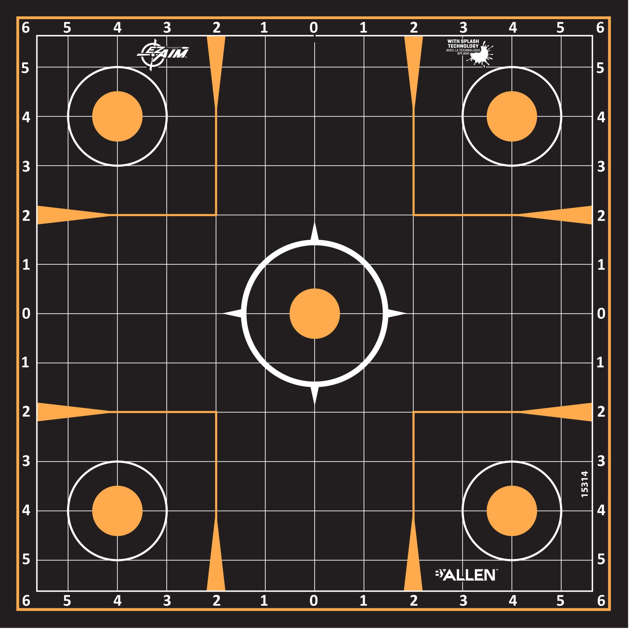 Ez Aim Splash Sight-in Paper Shooting Targets, 12" Grid, 10-Pack, Black, Paper Target Sight-in Grid