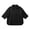 Black, variant on Women's Notch Collar 3/4 Sleeve Blouse, Half Open V Neck Curved Side Slit Hem Loose Linen Blend Casual Top, S-2XL