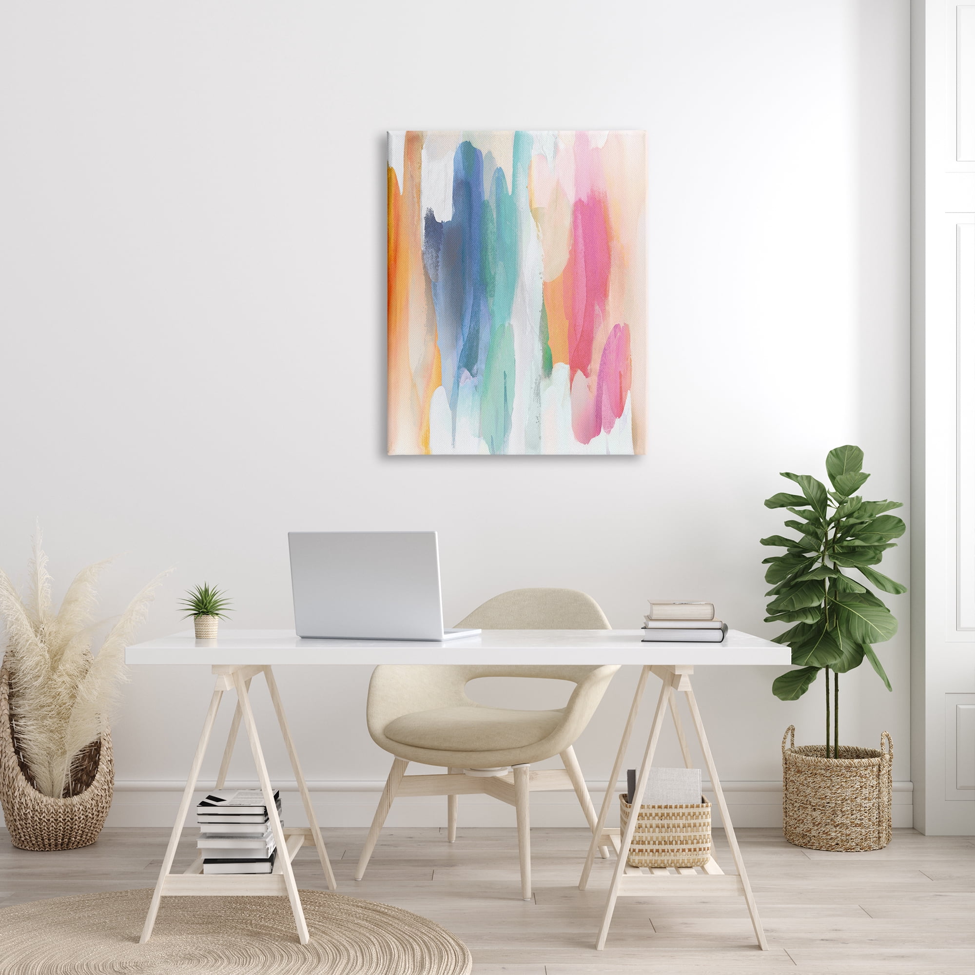 Stupell Industries Faded Rainbow Tones Layered Shape Abstraction, 30 x 40, Designed by Jackie Hanson