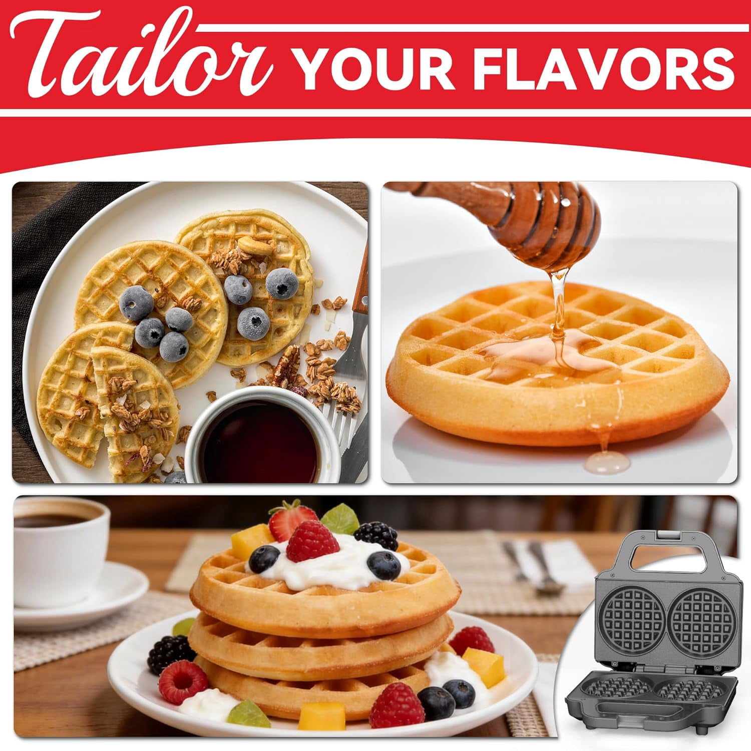 4 Inch Double Mini Waffle Maker Machine, Chaffle Maker, Waflera Electrica, Small Waffle Iron for Waffles, Keto Chaffles, Hash Browns, Cookies, Grey