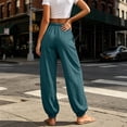 thumbnail image 3 of Women's Summer Harem Pants Casual Elastic Waist Flowy Loose Fit Yoga Pants Drawstring Lightweight Loungewear Jogger Pants Dark Blue L, 3 of 6