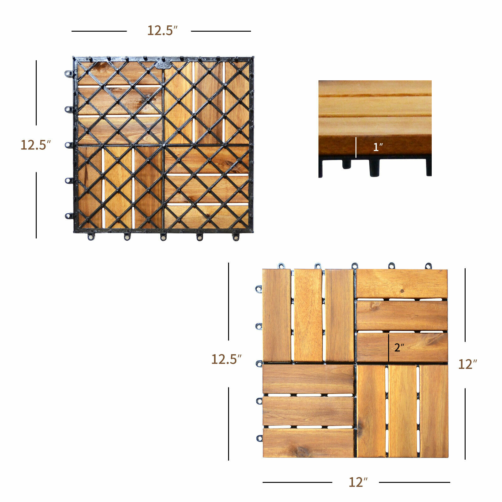 Patiojoy 27PCS Patio Interlocking Tiles Acacia Slat Wood Garden Indoor &Outdoor - image 2 of 8