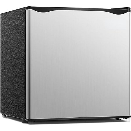 U-SHARE 1.7 Cu.Ft Mini Fridge with Freezer, Reversible Single Door Compact Refrigerator, Adjustable Thermostat, Energy Saving, Mini Fridge for Bedroom, Office, Dorm, Silver.