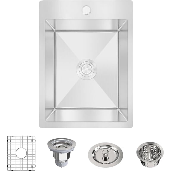 Bar Sink,15 x 20 inch Drop-in Kitchen Sink,18 Gauge Stainless Steel Topmount Bar Sink (15x20 inch)