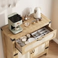 thumbnail image 3 of BeesClover 29.9'' Small Rattan Buffet Cabinet with Storage, Kitchen Coffee Bar Sideboard with Drawer and Doors, Boho Farmhouse Cabinet with Adjustable Shelves and Handle for Living Room, 3 of 6